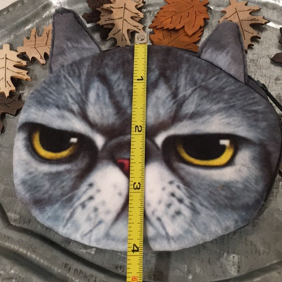 Grumpy Grey Kitty Cat Coin Purse - Picture 6 of 6